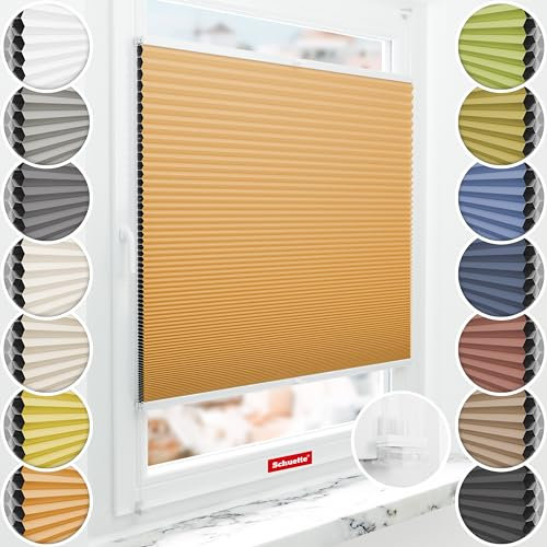 Schuette® Wabenplissee ohne Bohren: Citrus Glow (Orange) ● 70x100cm (Breite x Höhe) ● Suprafix Faltrollo Klemmfix 2.0 Rollo ● 60 Sekunden Plisseerollo Montage inkl. Video