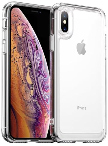 Jhxtech Phone Case for iPhone XS Case, iPhone X Case Ultra Thin Premium Clear Hard PC Back + Soft TPU Bumper Silicone Shockproof Cover Cases for iPhone XS/X Crystal Clear