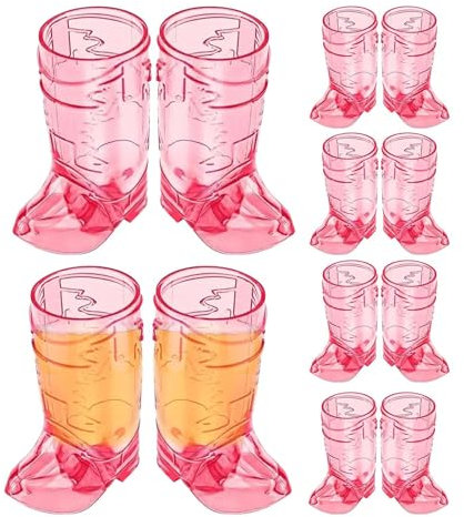 Cowboy Boot Shot Glasses, 12 1oz Boot Cups, Pink Boot Shot Glasses, Cowboy Boot Cups for Bachelorette, Cowboy Boot Mugs for Cowgirl, Western Decorations Cowboy Beer Mugs