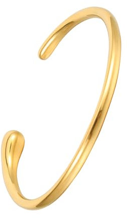 MILAKOO Gold Manschette Armbänder für Frauen Edelstahl Chunky unregelmäßig Minimalist Armreif für Geschenke