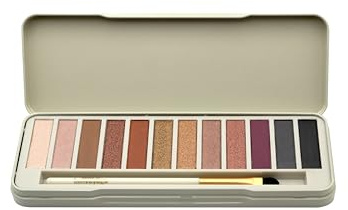 bonvoyage Essentials, Nude Eyeshadow Palette with Brush, 12 Matte and Shimmer Shades, Long-Lasting and Highly-Pigmented, Blendable Formulas with Intense Pigments For Day and Night Looks, Naked Eyes