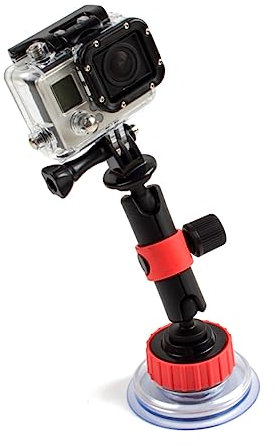 iplusmile Suction Mounts for Action Cameras Curving Mount 360° Adjustment Black Red