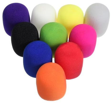Oruola 10Pcs Microphone Covers Foam,Mic Covers for Microphones,Thick Colorful Wireless Microphone Cover,Reusable Mic Cover for Most Handheld Microphones for Karaoke DJ (10 Color)