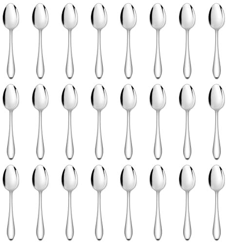 Herogo Teelöffel Set 24 Stück, 5.3 Zoll Edelstahl Kaffeelöffel Set, Spiegel Poliert Besteck Löffel Espressolöffel Set für Küche, Espressolöffel Latte Löffel Set für Kaffee, Desserts, Spülmaschinenfest