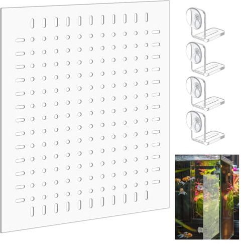PH PandaHall Acryl-Aquarium-Trennwand-Set Klare Aquarium-Trennwand Aquarium-Trennwand-Set mit Saugnäpfen, Isoliergitter, Klappe und Trennnetz zum Trennen von Fischen Zubehör, 30 x 25 cm