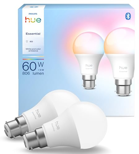 Philips Hue A60 LED Smart Bulb, E27, 2 Pack