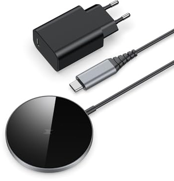 NANAMI MagSafe Ladegerät für iPhone mit 20W USB-C Adapter, Wireless Charger | Magnetisches Induktive Kabelloses Ladepad Kompatibel mit iPhone 17 Air 16 Pro Max 15 Plus 14 13 12 Mini und AirPods 3 2 Pro