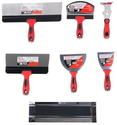 Garosa Drywall Finishing Hand Tool Kit, 12in Stainless Steel Painting Repair Tools with Ergonomic Handle for Drywall Joint Taping Finishing Wallpaper Removal Construction Projects