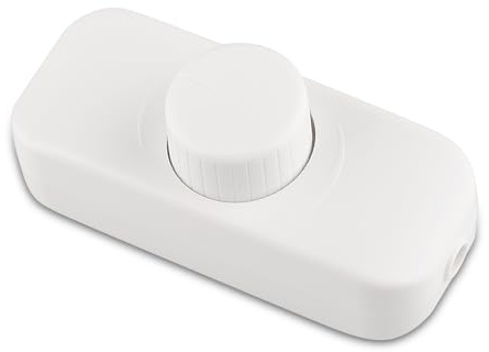 Cord Dimmers, Inline Dimmer Switch for LED Lights, 220V-240V Dimmable Switch with Rotary Control, Suitable for Table Lamps, Pendant Lights, Incandescent and Halogen Bulbs – White, Style 1