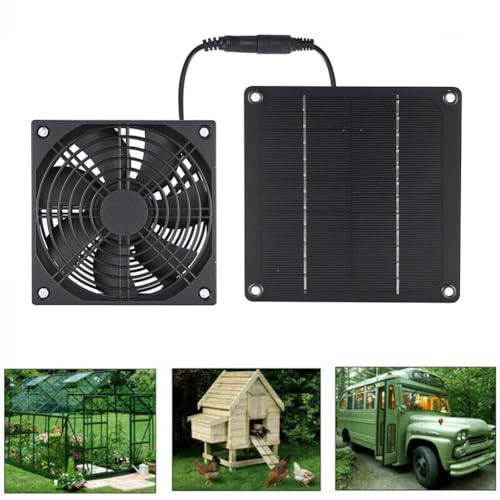 Serenophile Ventilatore di scarico solare da 50 W con pannello monocristallino, ventilazione ad alta velocità per serra, pollame, casa, cane, canile, attico, raffreddamento, nero