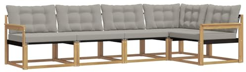vidaXL Outdoor-Sofagarnitur mit Kissen 5 pcs Weiß und Hellgrau, Moderne Gartenmöbel, Sofa-Kollektion und robuste Terrassenbestuhlung, gemütliche Lounge-Einheit