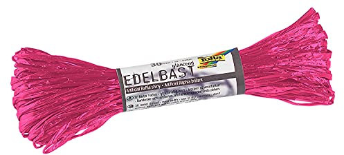 folia 9221 - Raffia Edelbast, 1 Bündel á 30 m in eosin, Schnur aus glänzender Kunstfaser, ideal zum Basteln, zur Dekoration oder für Gestecke, Sträuße und andere floristische Arbeiten