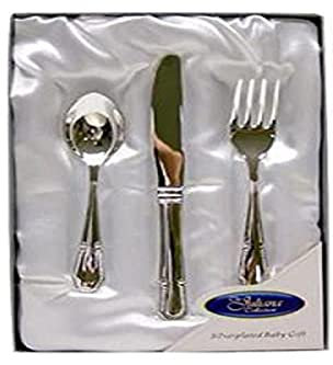 Ensemble de couverts Plaqué argent – New Baby, cadeau de baptême pour fille ou garçon (6305NT)