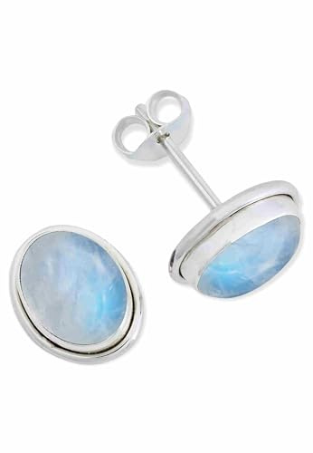 mantraroma Ohrstecker Mondstein Silber 925 Damen groß