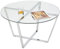 Mango Steam Round Metro Glass Coffee Table/Side Table/for Living Room & Dining Room - Clear Top/Chrome Base