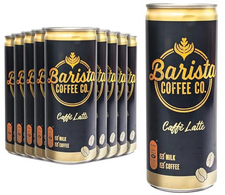 Barista Coffee Co. Medium Roast Caffe Latte Iced Coffee Drink Tin Can, Ready To Drink, 250 ml (Pack of 12)