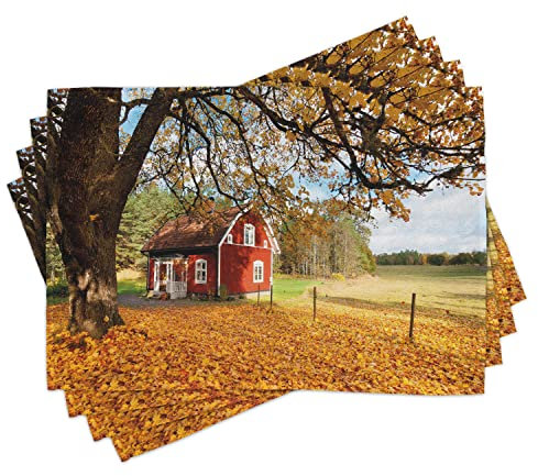 ABAKUHAUS cadere tappetini quadrati, Rosso Casa di campagna svedese, Lavabile in tessuto sala da pranzo Cucina Decorazione Della Tavola stampa digitale, Marrone Rosso