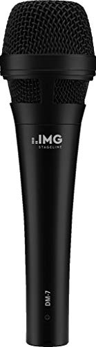 IMG STAGELINE DM-7 dynamisches Mikrofon für Bühne und Gesang, Sprach-Verstärker mit Supernieren-Charakteristik inklusive Mikrofon-Halter, Adapter-Schraube und Mikrofon-Tasche, in Schwarz