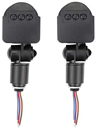 HiLetgo 2 unidades DC 12 V al aire libre infrarrojo PIR Monitores sensor automático movimiento detector montaje en pared temporizador LED luz interruptor