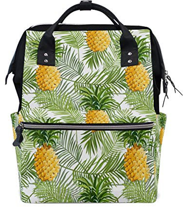 Big Joke Wickelrucksack Tropische Palmenblätter Ananas Multifunktions-Wickeltasche mit Reißverschluss für die Aufbewahrung von Babys und Papas