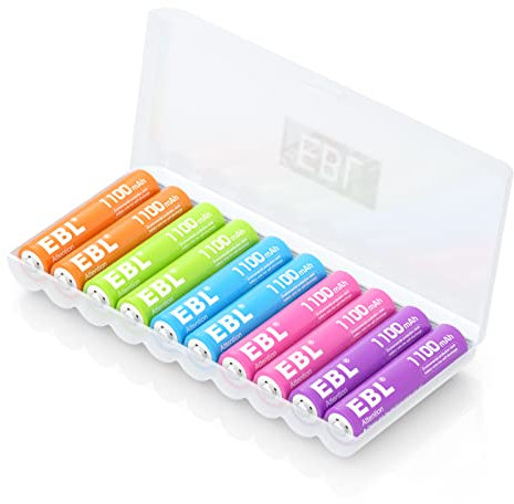 EBL AAA Akku 1100mAh, 1.2V NiMH,Wiederaufladbare AAA-Batterien Akkuboxs, Micro AAA BatterienNeue Verkaufsverpackung - 10 Stück