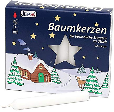 JEKA - Ebersbacher Kerzen 20er Set Baumkerzen weiß 13 x 13 x 105 cm