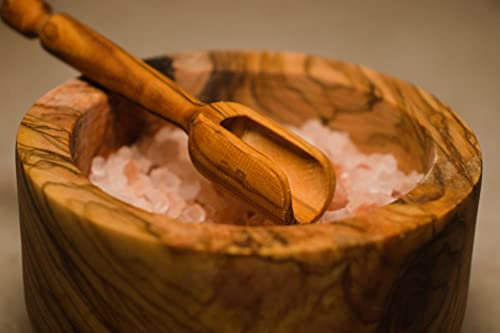 Egedeneve Wooden Salt Bowl with Spoon, Olive Wood Spice Bowl, Spice Bowl, Olive Wood Salt Bowl