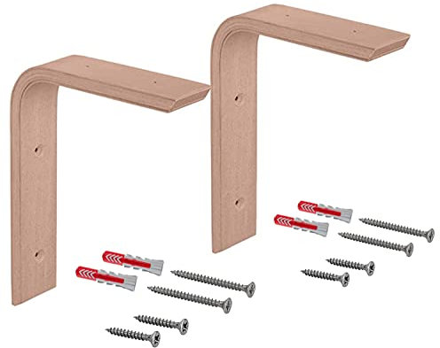 Gedotec Holzkonsole Wand-Winkel | 2 Stück - Regalwinkel aus Buche | 150 x 100 mm | COUNTRY | Regal-Halter aus massivem Naturholz | Träger in L-Form | Konsolen geeignet für Bücherregale