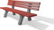 hanit Sitzbank Trafalgar Square, Gartenbank wetterfest aus recyceltem Kunststoff, Parkbank; 2m Breite (grau-rot)