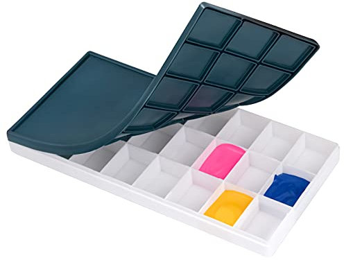 Caja de Paleta de Pintura Paleta de Mezclas de Colores Plástico con Tapa Suave Caja para Acuarela Acrílico 24 Compartimentos