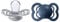 BIBS Supreme Schnuller 2er-Pack, BPA-frei, Symmetrischer Nippel. Silikon, Hergestellt in Dänemark. 0-6 Monate (2er Pack), Cloud/Steel Blue