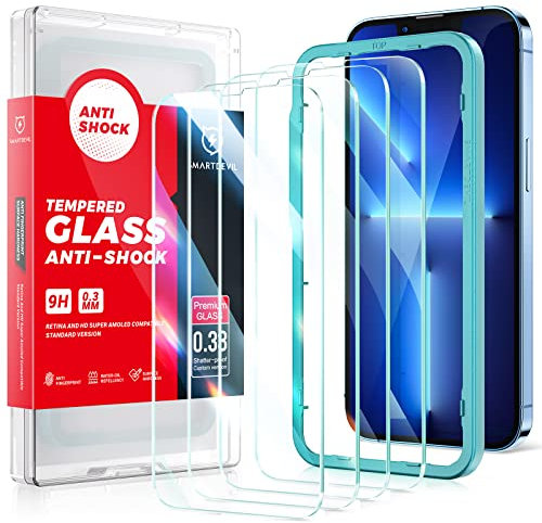 SMARTDEVIL Screen Protector for iPhone 13 Mini 5.4 Inch, 3 Pack Tempered Glass with Easy Installation Kit, Scratch Resistant, 9H Hardness