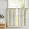 TOPICK Leinen Scheibengardinen Blumen Küchengardinen 2er-Set H60xB65(cm) Landhausstil Modern Gardinen Vorhänge Kurz Bistrogardine für Wohnzimmer Badezimmer Fenster Kurzstores Grün auf Beige
