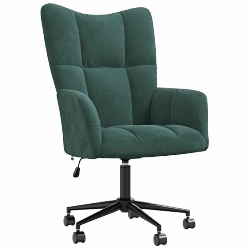 vidaXL Relaxsessel mit Rollen Höhenverstellbar Drehbar Fernsehsessel Polstersessel Polsterstuhl Relaxstuhl Sessel Ohrensessel Wohnzimmer Dunkelgrün Samt