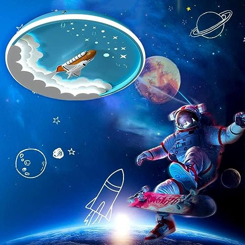 LED Deckenleuchten für Kinder Weltraum Rakete Design Kinderzimmer Deckenlampe Jungen Dimmbar Kinderzimmer Lampen Decke mit Fernbedienung Schlafzimmer Lampe Rocket Lampen Modern Innen Decke Licht