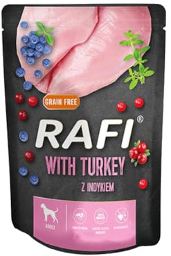 Rafi Hundenassfutter im Beutel 300g Pute | Nassfutter für Erwachsene | Vollwertiges Protein mit hoher Verdaulichkeit | Futter für EIN glänzendes Fell | Ohne Getreidezusatz