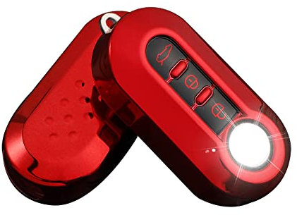 HIBEYO Coque de Protection pour clé de Voiture Fiat 500 Bravo Panda Fiorino Doblo Punto Coque de clé à Distance à 3 Boutons Rouge