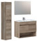 HOMN LIVING Mueble de Baño Clara Suspendido con 2 Puertas, Espejo, Columna 2 Puertas y Lavabo PMMA, Modulo Colgante, Acabado en Nordik, 80 cm (Ancho) x 45 cm (Fondo) x 64 cm (Alto)