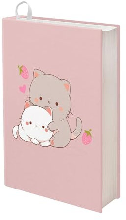 Upetstory Kawaii Strawberry Cat Book Cover for Soft Cover Books Jumbo Book Sleeves for Textbook Hardcover Books up to 9 x 11 Inches Adults Kids Book Lovers Protector Case