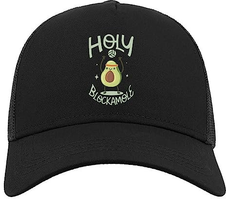 Avocado Volleyball Player Middle Blocker Holy Guacamole Halbmaschige Trucker-Cap-Baseballmütze aus Baumwolle Schwarz