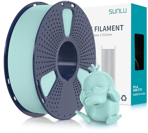SUNLU Matte PLA Filament 1.75mm, 3D Drucker Filament mit Matter Oberfläche, Neatly Wound Filament, Einfach zu Bedienen, 1kg(2.2lbs) Spule PLA Filament für FDM 3D Drucker, Matte Babyblau