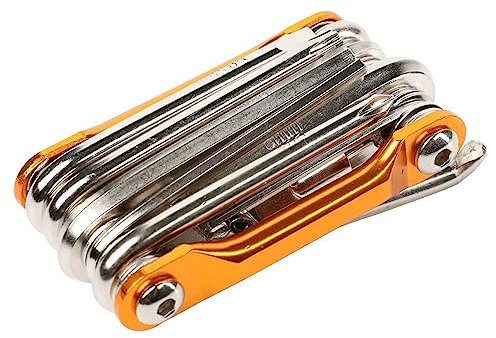 Fongmore Juego de herramientas plegables 11 en 1 para reparación de bicicletas, destornillador de bolsillo, herramienta de cadena, parche de neumáticos, palanca de neumáticos para scooter, bicicleta,