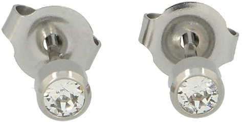 Erstohrstecker Chirurgenstahl Sterile Ohrstecker 4 mm Zarge mit Stein in weiss/tranparent