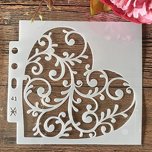 Wiederverwendbare Schablonen zum Malen auf Holz, 14 x 13 cm, Efeu-Herz, Zeichenschablone für Scrapbooking, Kunstbedarf, Wanddekoration