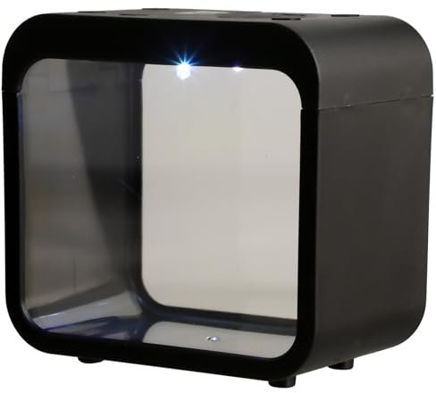 ULTECHNOVO Pequeño Tanque de Peces Betta – Caja Creativa de plástico para Peces Dorados – Kits de Acuario en Miniatura con iluminación LED para decoración de Acuario de Escritorio