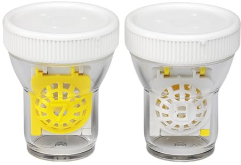 EYE DISCOVER - Contact Lens Case | Pack of 2 | Safe & Durable Plastic Material | With L & R Display for Distinction | Screw Cap, White, Plastic, White, Tall