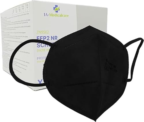 1A-Medicalcare 10x FFP2 Atemschutzmasken CE 2834 zertifiziert, Einzelverpackung in PE-Beuteln, 5-Lagen, inkl. Ohrentlastungsclips, atmungsaktiv & angenehmes Tragegefühl