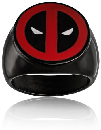 Marvel Deadpool-Ring – 316L Edelstahl, Herrenschmuck, Größe 10, Edelstahl