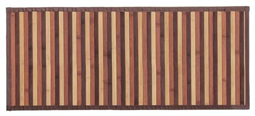 VIRSUS Tappeto da Cucina in Bambù 89049, Misura 60x200 cm, Tappetini in Legno bamboo naturale, Stuoia Impermeabile Antiscivolo Antimacchia, Passatoia per Cucina e Bagno (Marrone a Strisce)