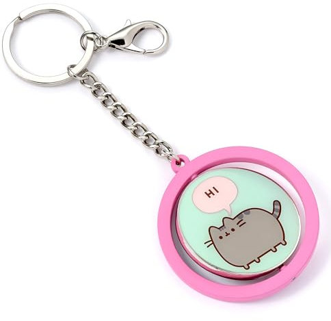 Pusheen The Cat Schlüsselanhänger mit Aufschrift Hi, Bye drehend, Rosa und Blau